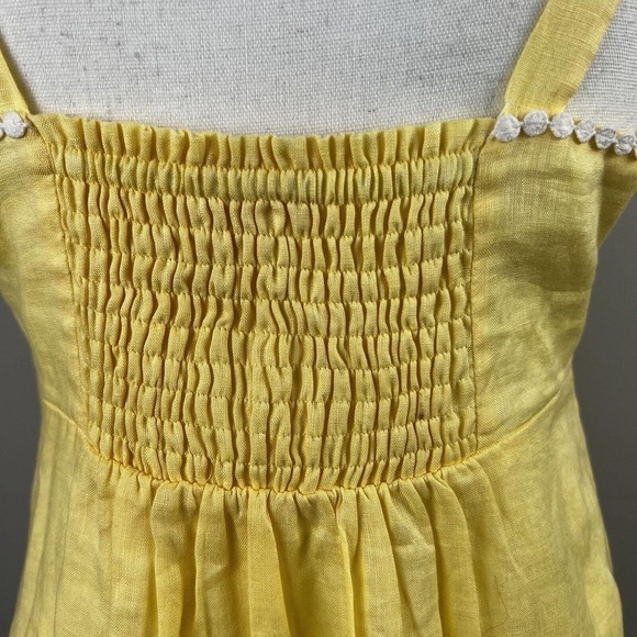 Lilly Pulitzer Cormick Yellow Linen Dress Size 6 Tie Shoulder Summer Beach - Picture 16 of 16